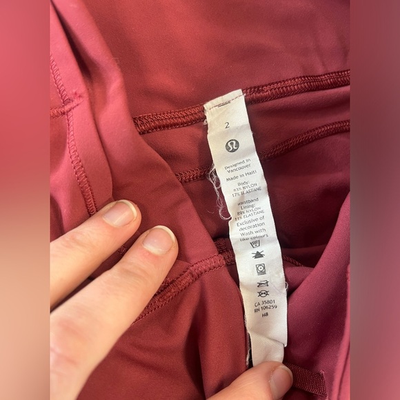 lululemon Fast and Free *Brushed High-Rise Tight 28" Mulled Wine Size 2 - Picture 12 of 15
